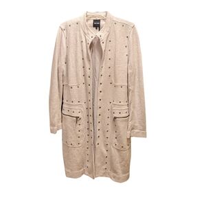 Nic + Zoe Rainy Day Jacket Oatmeal Studded Military Long Large